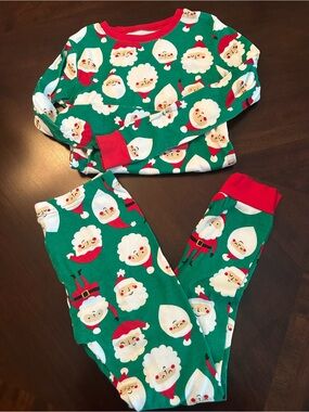 Carter's Green and Red Santa Face Pajama Set